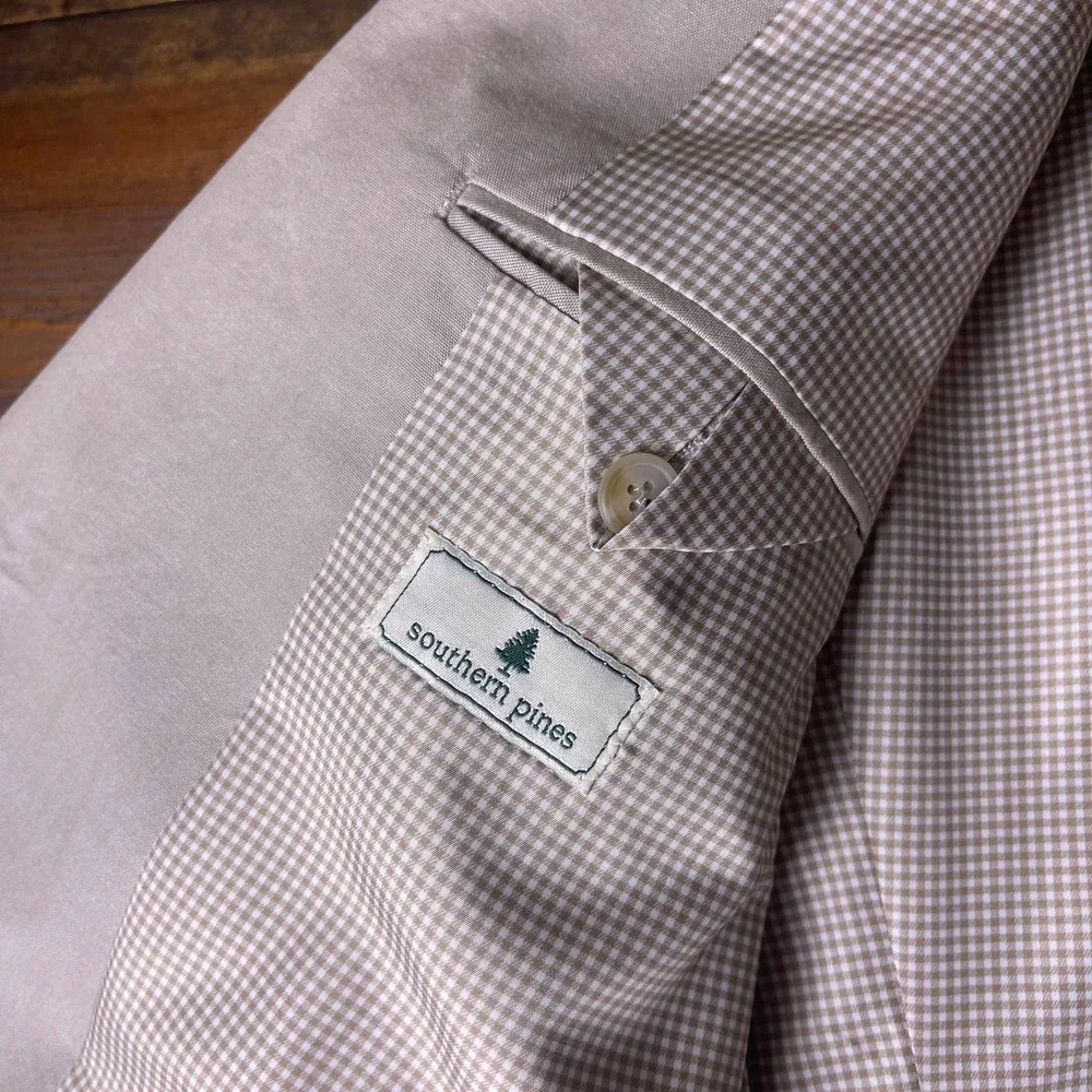 Southern Pines Tan Cotton Sports Coat Blazer Lightweight Lined Men's Size Medium
